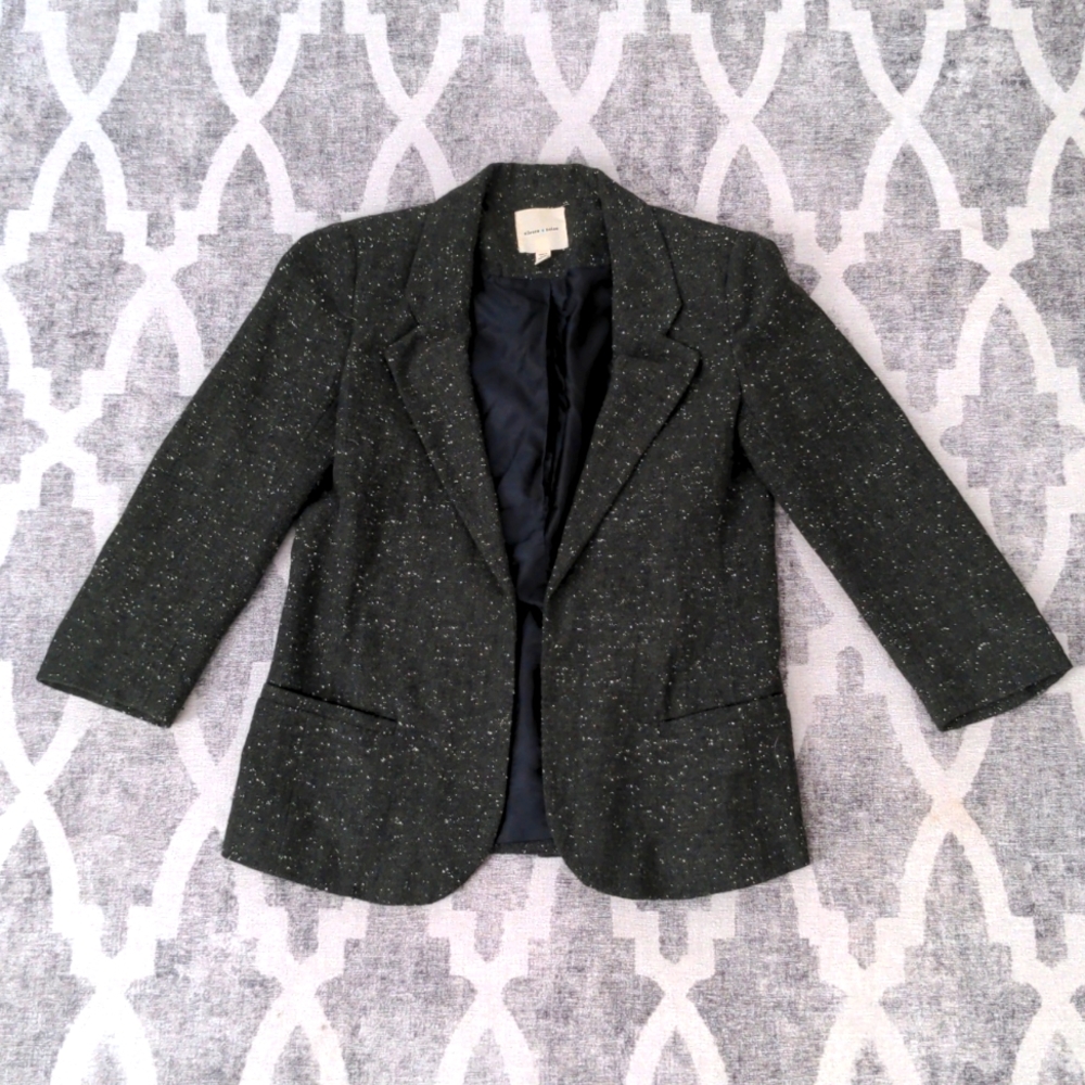 Silence + Noise Tweed 3/4 Length Blazer